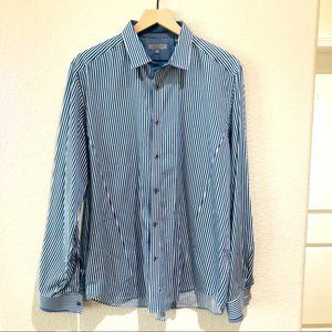 Ted Baker Blue Stripes Button Down Shirt. Size 6.